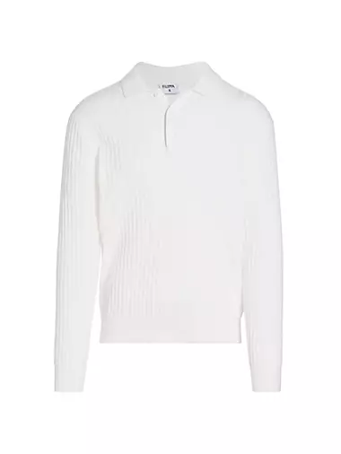 Rib-Knit Cotton Polo Shirt