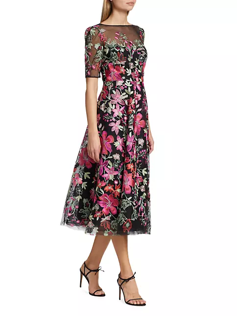 Shop Teri Jon by Rickie Freeman Floral Embroidered A-Line Cocktail ...