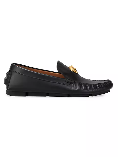 Shop Versace Leather Driving Loafers | Saks Fifth Avenue