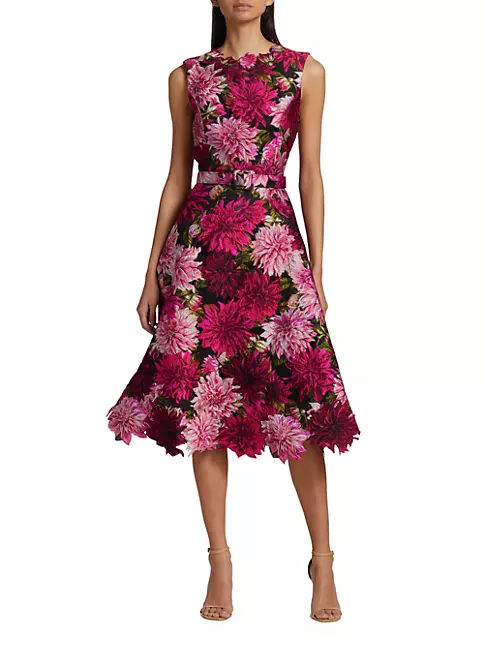 Shop Oscar de la Renta Sleeveless Fil Coupé Midi-Dress | Saks Fifth Avenue