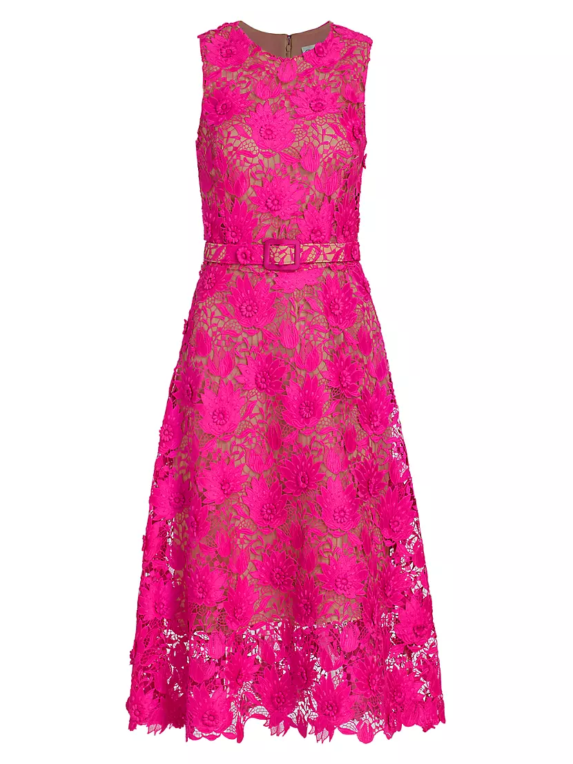 Shop Oscar de la Renta Water Lily Guipure Lace Dress | Saks Fifth Avenue