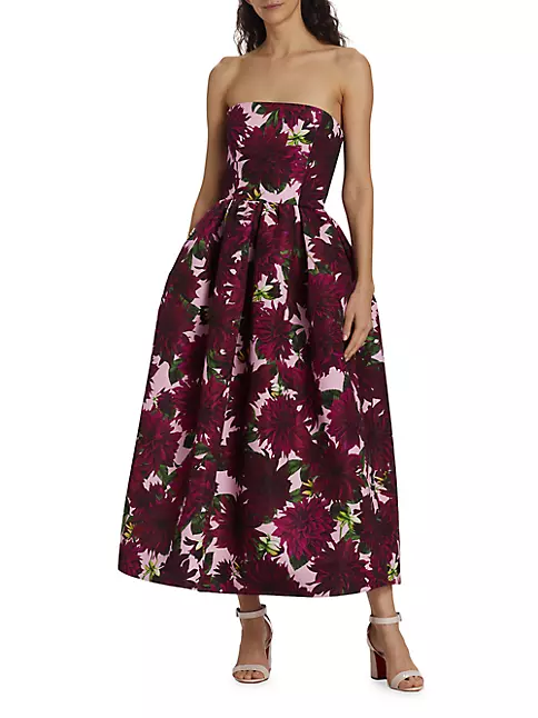 Shop Oscar de la Renta Strapless Dahlia Faille Dress | Saks Fifth Avenue