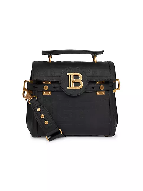 Shop Balmain B-Buzz 23 Monogram-Embossed Leather Top-Handle Bag | Saks ...