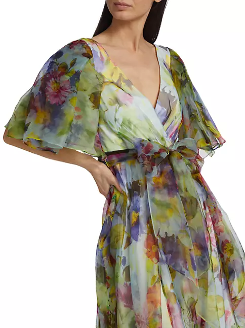 Shop Badgley Mischka Floral Organza Gown | Saks Fifth Avenue
