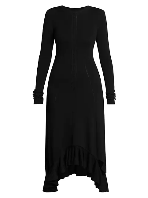 Shop Victoria Beckham Knit Ruffle-Hem Midi Dress | Saks Fifth Avenue