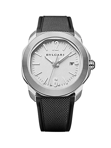 Octo Roma Stainless Steel & Rubber Strap Watch