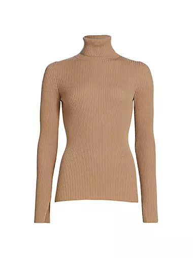 Ribbed Wool Turtleneck Sweater