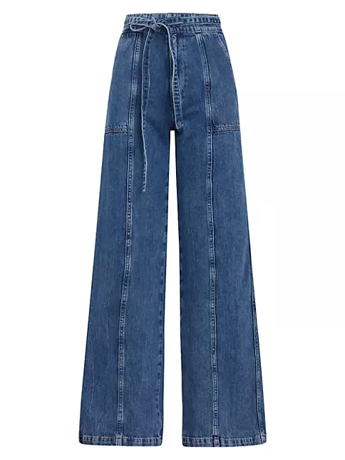 Shop Hudson Jeans Tie-Waist Wide-Leg Denim Trousers | Saks Fifth Avenue
