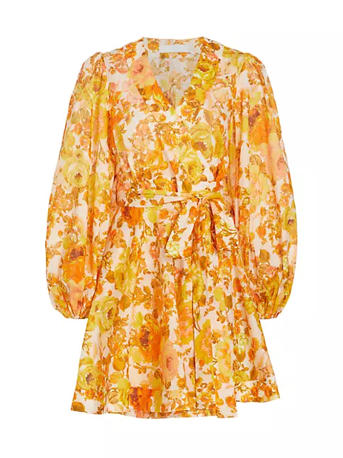 Shop Zimmermann Raie Floral Wrap Minidress | Saks Fifth Avenue