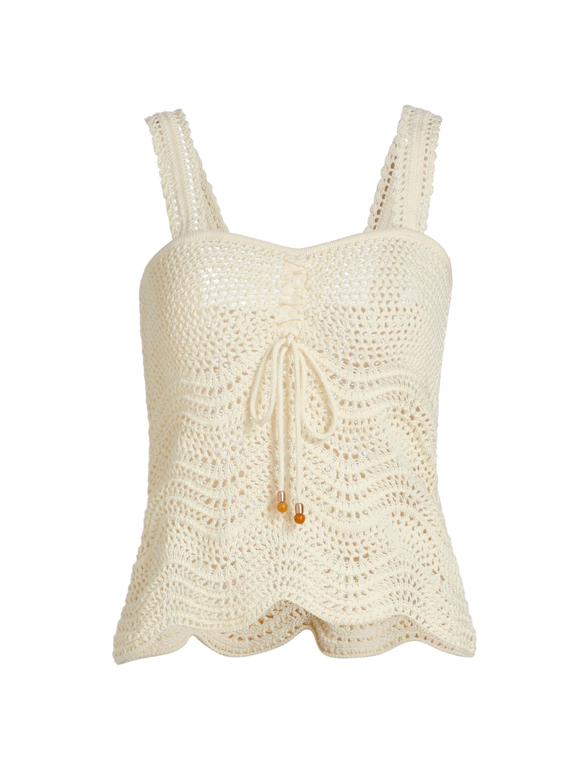 Zimmy Broderie Cotton Tank - Cream