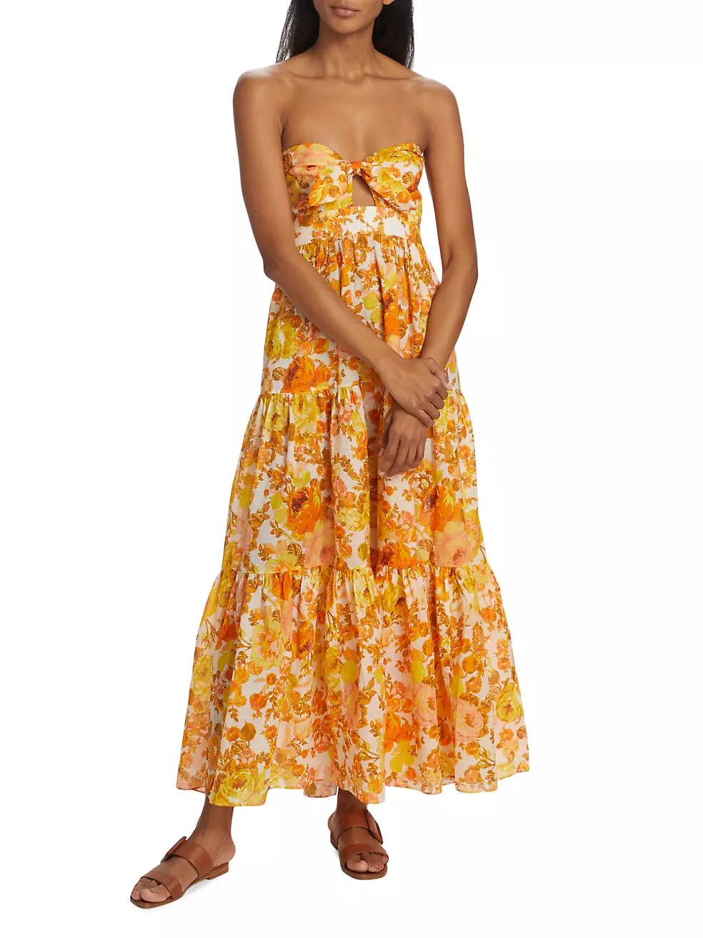 Shop Zimmermann Raie Strapless Tie-Front Maxi Dress | Saks Fifth Avenue
