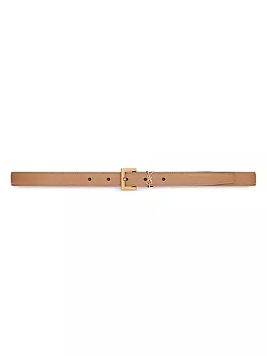 Cassandre Thin Belt with Square Buckle in Vegetable-tanned Leather