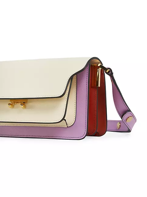 Trunk Small Leather Shoulder Bag in Pink - Marni