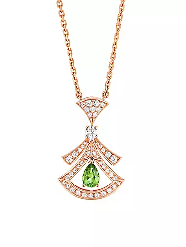 Divissima 18K Rose Gold, 0.46 TCW Diamond & Green Tourmaline Pendant Necklace