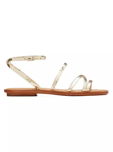 Shop kate spade new york Cove Metallic Leather Strappy Sandals | Saks ...