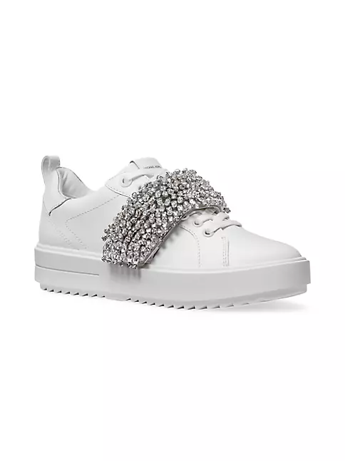 Shop MICHAEL Michael Kors Emmett Crystal-Beaded Leather Sneakers | Saks ...