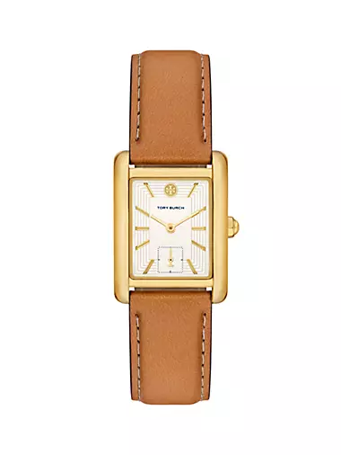 The Eleanor Goldtone Stainless Steel & Leather Strap Watch/25MM x 34MM