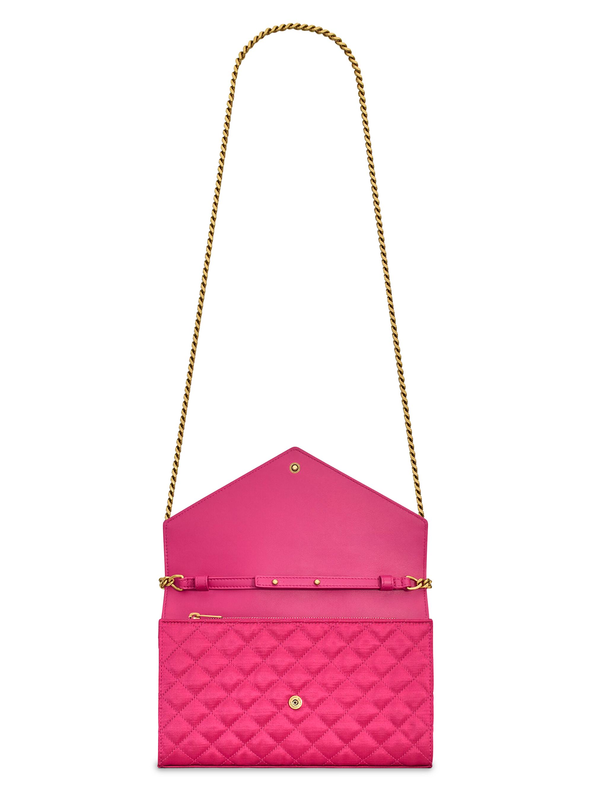 Shop Saint Laurent Envelope Chain Wallet in Mix Matelasse Satin | Saks ...