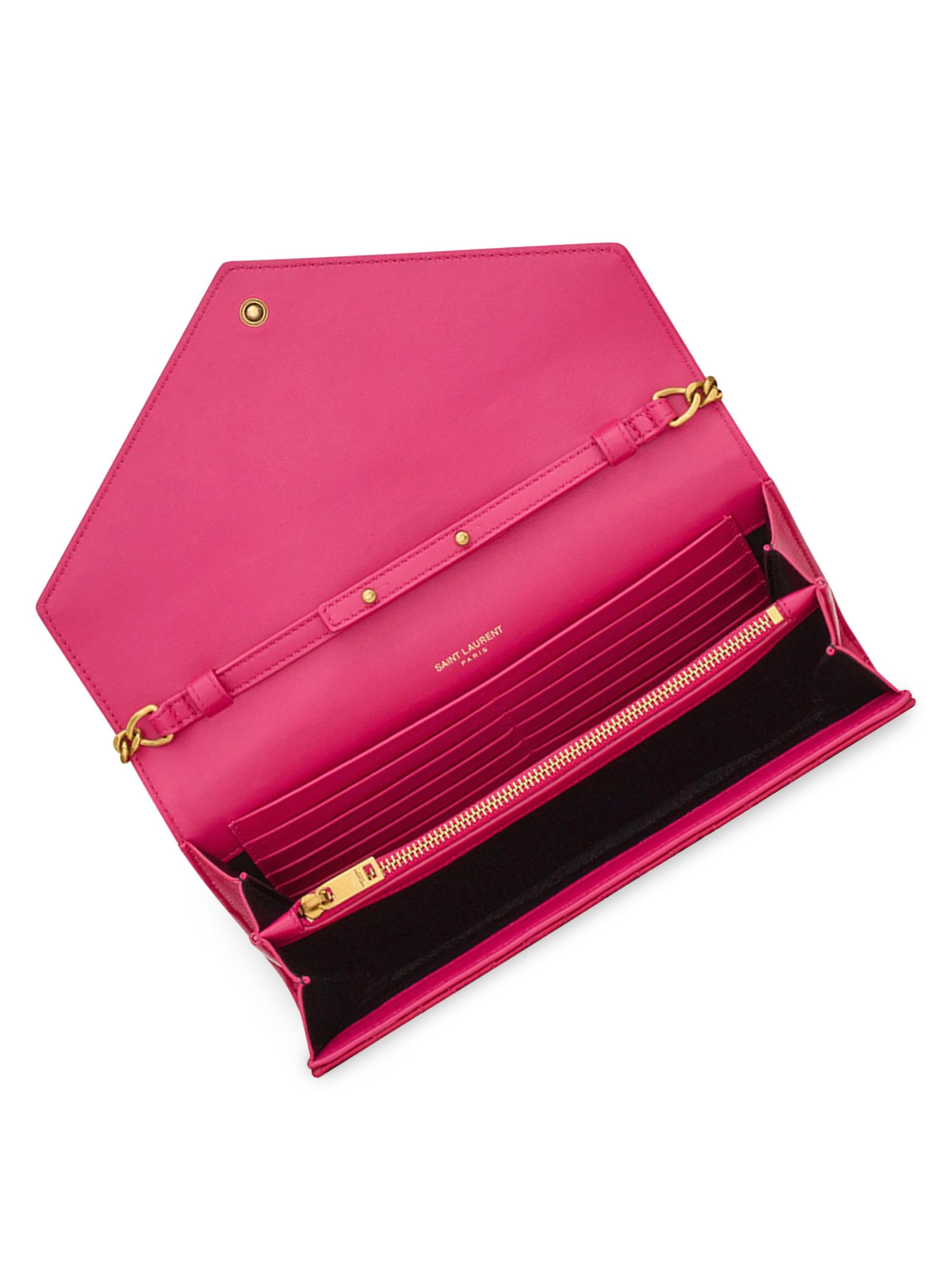 Shop Saint Laurent Envelope Chain Wallet in Mix Matelasse Satin | Saks ...