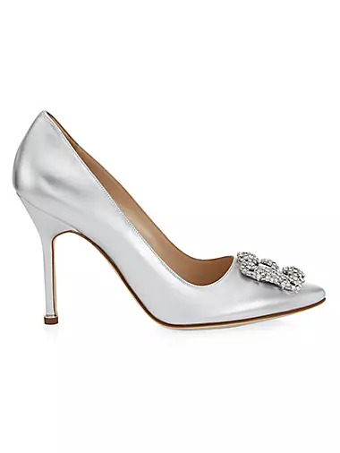 Hangisi 105MM Crystal Buckle Leather Pumps