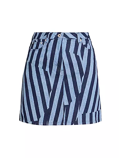 Dazzle Stripe Denim Miniskirt