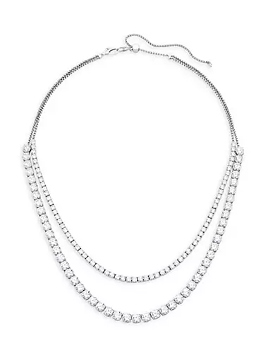 Bubbly Sterling Silver & Cubic Zirconia Double-Layered Necklace
