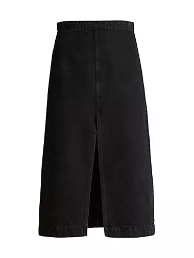 A-Line Slit Denim Skirt