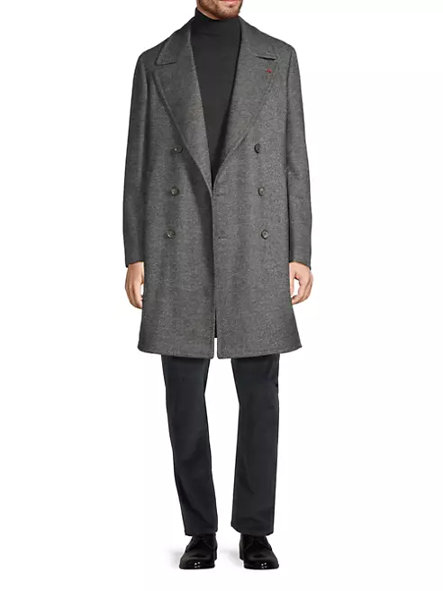 Shop Isaia Marshall Wool Double-Breasted Overcoat | Saks Fifth Avenue