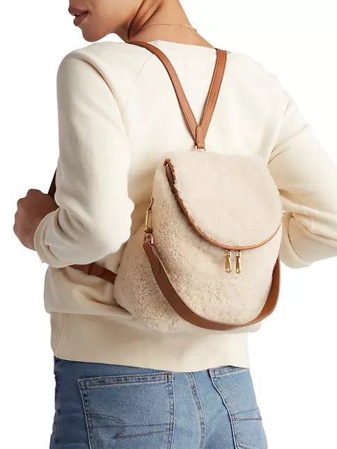 Shinola Women's The Mini Shearling Pocket Backpack - Oat Tan
