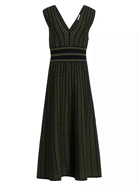 Shop Max Mara Biavo Silk Geometric Midi-Dress | Saks Fifth Avenue