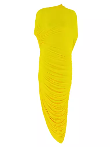 Asymmetric Draped Midi-Dress