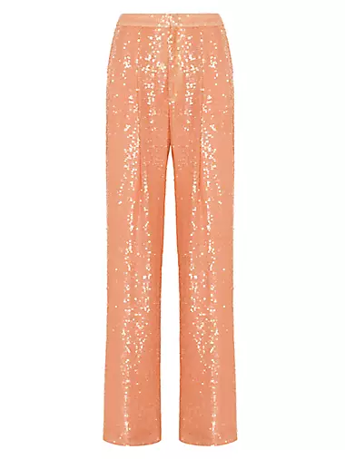 Pleated Sequin Pants