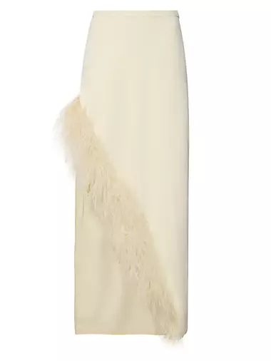 Pebble Crepe & Feather Maxi Skirt