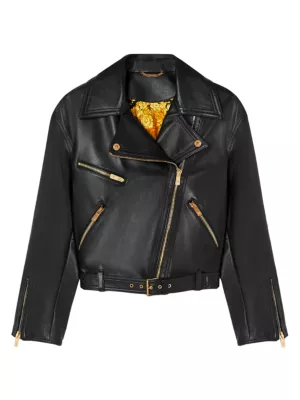 Shop Versace Leather Biker Jacket | Saks Fifth Avenue