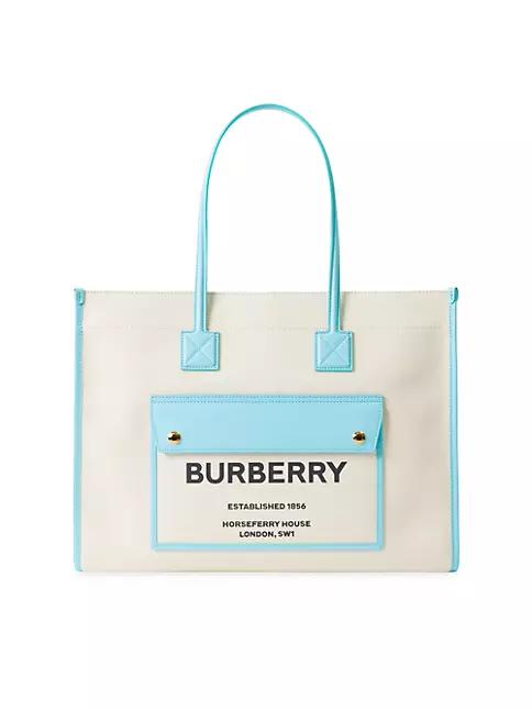 Shop Burberry Freya Canvas & Leather Tote Bag | Saks Fifth Avenue