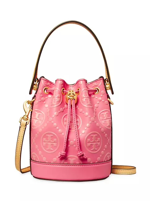 Shop Tory Burch Leather Monogrammed Bucket Bag | Saks Fifth Avenue