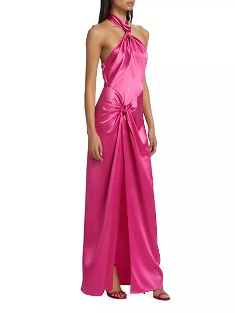 Shop Ronny Kobo Zadena Satin Halter Gown | Saks Fifth Avenue