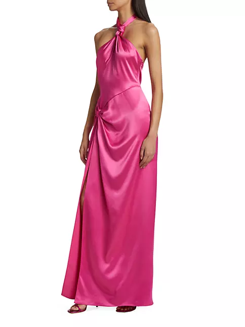 Shop Ronny Kobo Zadena Satin Halter Gown | Saks Fifth Avenue