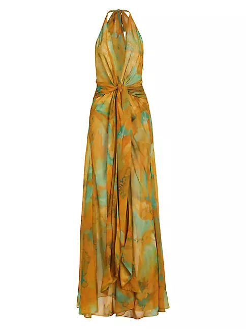 Shop Ronny Kobo Leil Halterneck Watercolor Maxi Dress | Saks Fifth Avenue