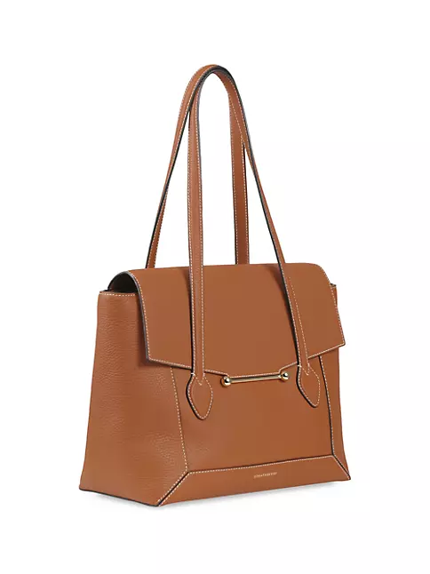 STRATHBERRY Taupe Leather 'Mosaic' Tote