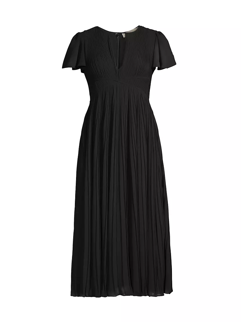 Shop MICHAEL Michael Kors Pleated Short-Sleeve Midi-Dress | Saks Fifth ...