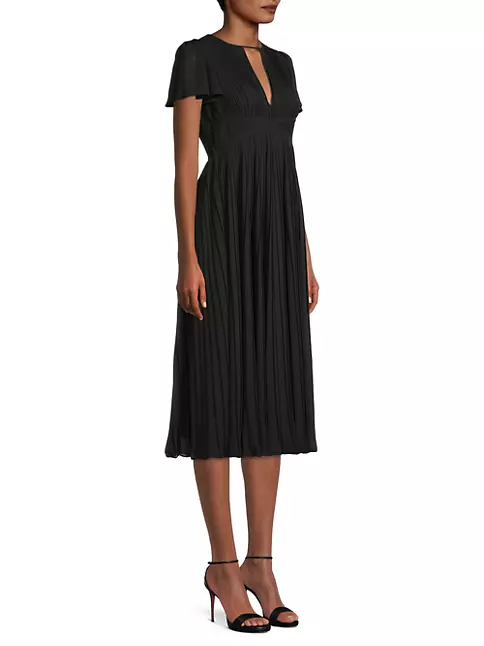 Shop MICHAEL Michael Kors Pleated Short-Sleeve Midi-Dress | Saks Fifth ...
