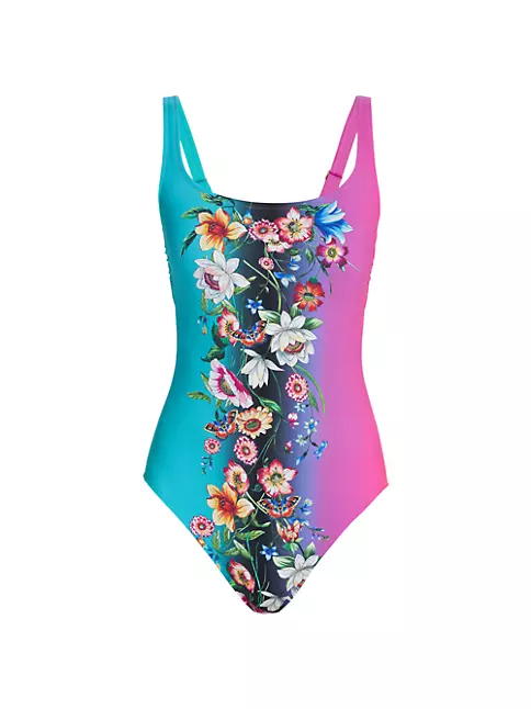 Shop Johnny Was Floral Ombré Tank One-Piece Swimsuit | Saks Fifth Avenue