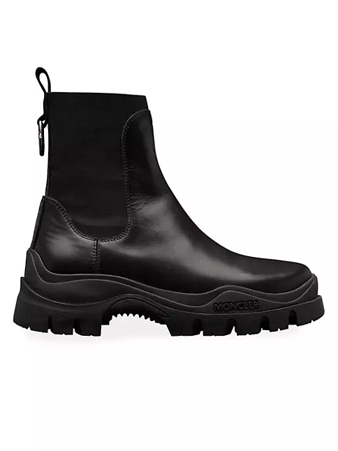 Shop Moncler Laure Leather Lug-Sole Chelsea Boots | Saks Fifth Avenue