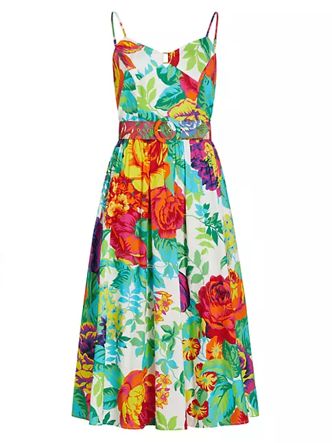Shop LDT Lillian Floral Cotton Poplin Midi-Dress | Saks Fifth Avenue