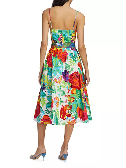 Shop LDT Lillian Floral Cotton Poplin Midi-Dress | Saks Fifth Avenue