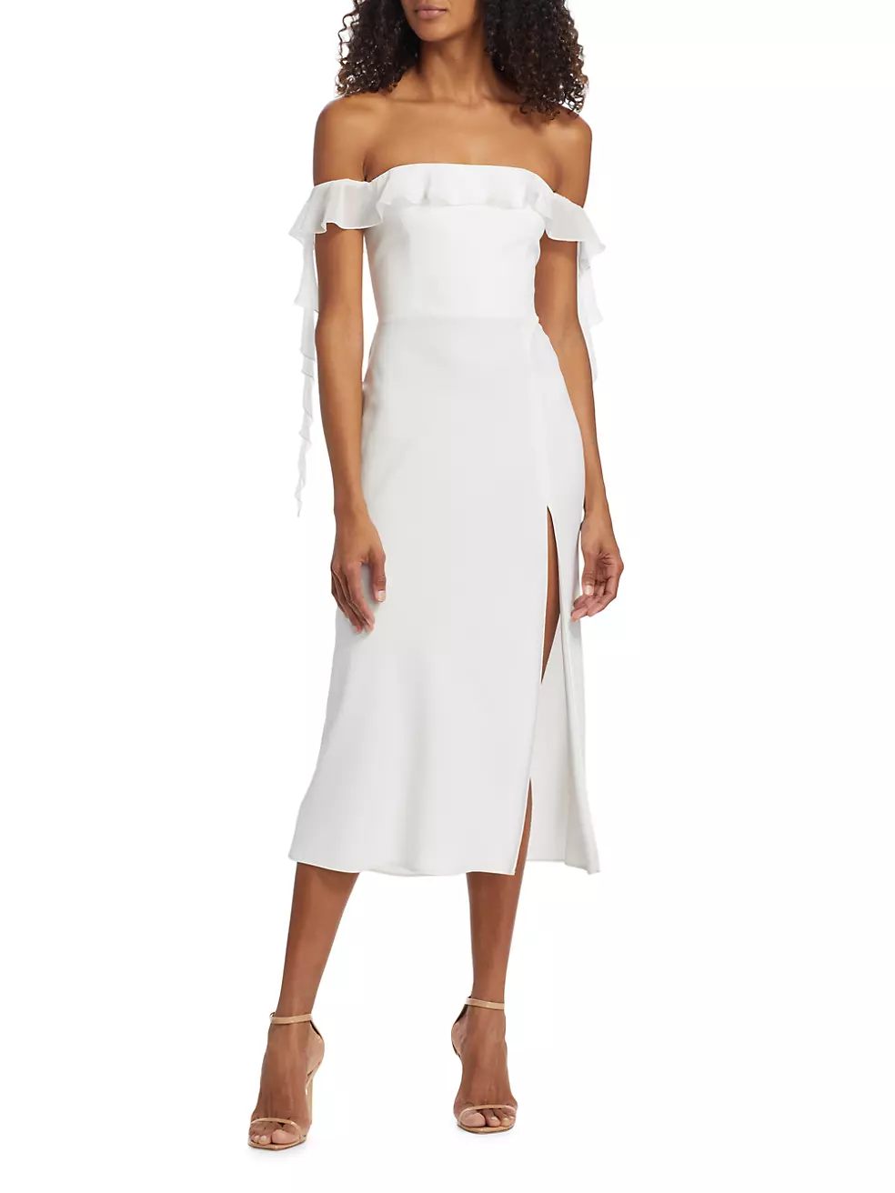 Shop Amanda Uprichard Copellia Silk-Trim Flutter Midi-Dress | Saks ...