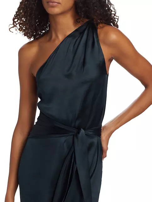 Shop Amanda Uprichard Palmira Silk One-Shoulder Maxi Dress | Saks Fifth ...