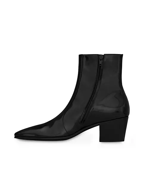 Shop Saint Laurent Vassili Zipped Boots In Patent Leather | Saks Fifth ...