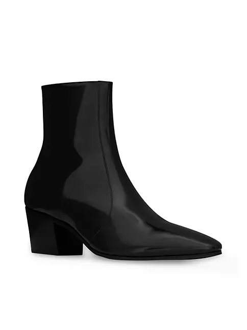 Shop Saint Laurent Vassili Zipped Boots In Patent Leather | Saks Fifth ...